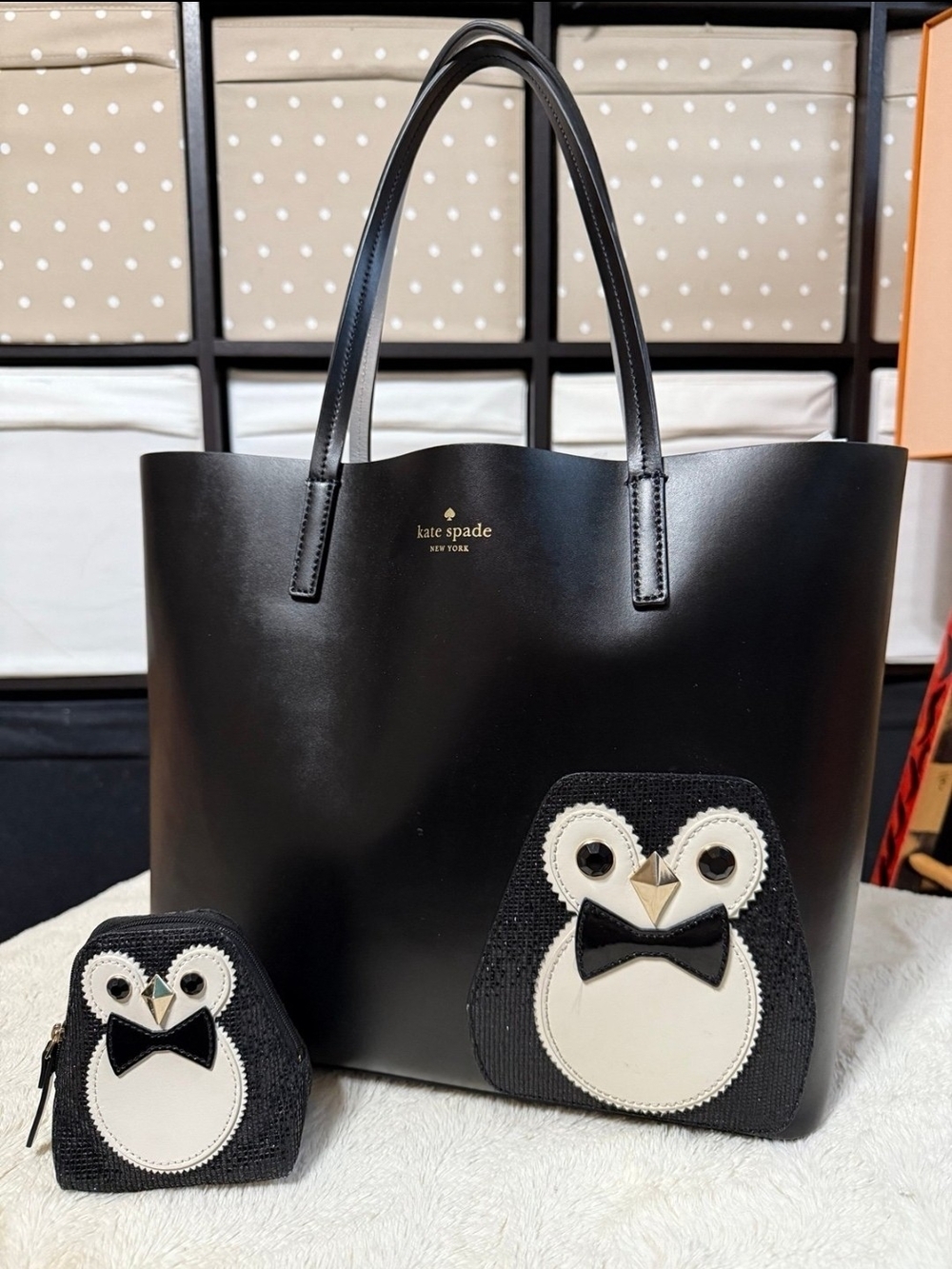 Kate Spade Clifton Lane Len Penguin Tote and Little Len Coin Purse